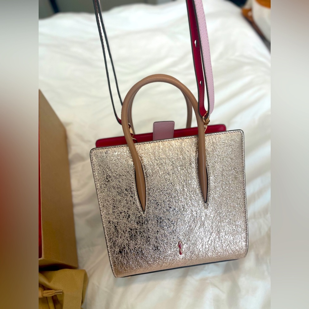 Christian Louboutin Paloma Small Watersnake Fiori/Spec tote latte/rose